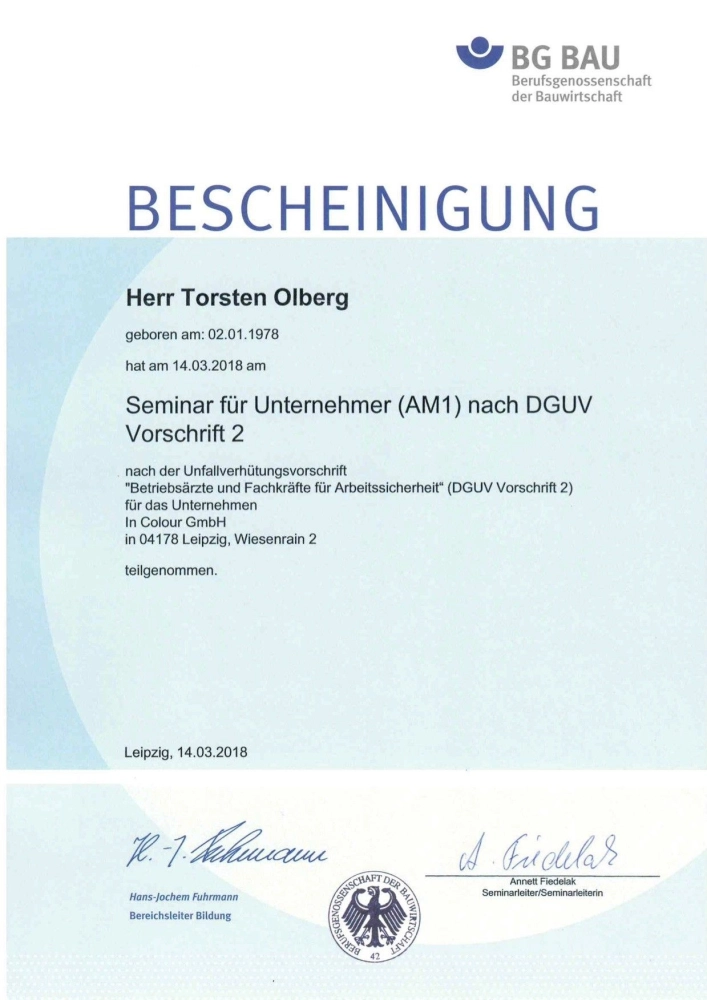 BGB-Seminar Bescheinigung